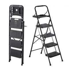 4 Step Ladder, Folding Step Stool with Wide Anti-Slip Pedal, Tool