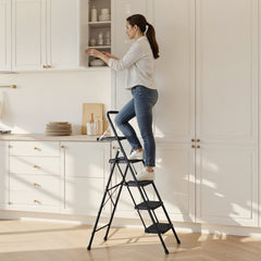 4 Step Ladder, Folding Step Stool with Wide Anti-Slip Pedal, Tool