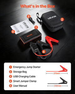 Jump Starter, 1000A Peak, Car Jumper Starter Battery Pack, 12V