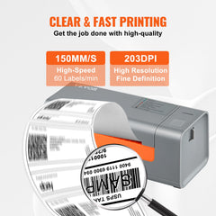 Thermal Label Printer, 203DPI 60pcs/min for 4x6 Mailing Packages, USB