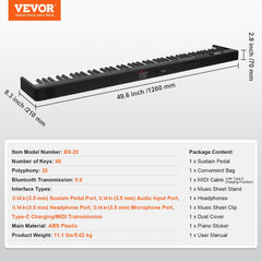 88 Key Folding Keyboard Piano, Bluetooth & MIDI, Portable Electronic