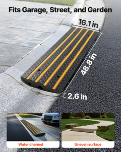 Car Driveway Rubber Curb Ramp, 15 Tons Load Capacity, 66 mm Rise