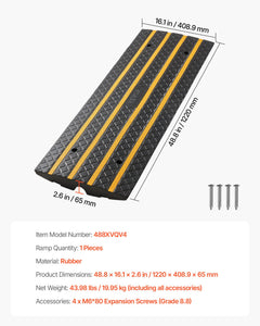 Car Driveway Rubber Curb Ramp, 15 Tons Load Capacity, 66 mm Rise